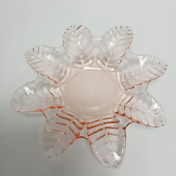 Vintage Light Pink Snowflake Glass Hobnail Bon Bon Candy Trinket Dish 7 Inches - Picture 1 of 8